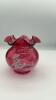 Fenton Cranberry Ruffled Rim Hand Basket & Vase - 11