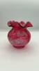 Fenton Cranberry Ruffled Rim Hand Basket & Vase - 12