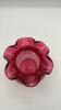 Fenton Cranberry Ruffled Rim Hand Basket & Vase - 13