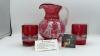 Fenton Mary Gregory Style Cranberry 3-piece Water Set
