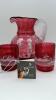 Fenton Mary Gregory Style Cranberry 3-piece Water Set - 25