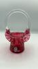 Fenton Cranberry Ruffled Rim Hand Baskets (2) - 11