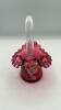 Fenton Cranberry Ruffled Rim Hand Baskets (2) - 12