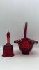 Fenton Ruby Red Hobnail Glass Bell & Hand Basket