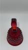 Fenton Ruby Red Hobnail Glass Bell & Hand Basket - 9