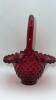 Fenton Ruby Red Hobnail Glass Bell & Hand Basket - 14