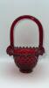Fenton Ruby Red Hobnail Glass Bell & Hand Basket - 15