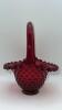 Fenton Ruby Red Hobnail Glass Bell & Hand Basket - 16