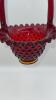 Fenton Ruby Red Hobnail Glass Bell & Hand Basket - 20