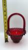 Fenton Ruby Red Hobnail Glass Bell & Hand Basket - 21