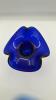 Fenton Cobalt Blue Ruffled Rim Hand Painted Vase - 5