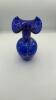Fenton Cobalt Blue Ruffled Rim Hand Painted Vase - 7