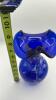 Fenton Cobalt Blue Ruffled Rim Hand Painted Vase - 8