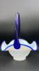 Fenton Cobalt Blue Handled Baskets & Unmarked Blue Opalescent Mini Hand Basket - 5