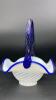 Fenton Cobalt Blue Handled Baskets & Unmarked Blue Opalescent Mini Hand Basket - 7