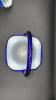 Fenton Cobalt Blue Handled Baskets & Unmarked Blue Opalescent Mini Hand Basket - 11