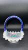 Fenton Cobalt Blue Handled Baskets & Unmarked Blue Opalescent Mini Hand Basket - 13