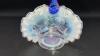 Fenton Cobalt Blue Handled Baskets & Unmarked Blue Opalescent Mini Hand Basket - 22