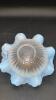 Fenton Cobalt Blue Handled Baskets & Unmarked Blue Opalescent Mini Hand Basket - 27