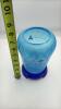 Fenton 90th Anniversary Edition Celeste Blue Stretch Glass Vase w/ Cobalt Blue Vase - 10