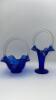 Fenton Cobalt Blue Ruffled Rim Hand Baskets (2) - 4