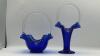 Fenton Cobalt Blue Ruffled Rim Hand Baskets (2)