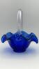 Fenton Cobalt Blue Ruffled Rim Hand Baskets (2) - 12
