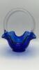 Fenton Cobalt Blue Ruffled Rim Hand Baskets (2) - 13