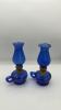 Cobalt Blue Glass Hurricane Oil Lamps (2) - 3