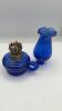 Cobalt Blue Glass Hurricane Oil Lamps (2) - 5
