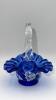 Fenton Cobalt Blue Ruffled Rim Hand Baskets & Ruffled Rim Rose Bowl - 6