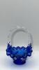 Fenton Cobalt Blue Ruffled Rim Hand Baskets & Ruffled Rim Rose Bowl - 7