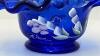 Fenton Cobalt Blue Ruffled Rim Hand Baskets & Ruffled Rim Rose Bowl - 9