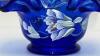 Fenton Cobalt Blue Ruffled Rim Hand Baskets & Ruffled Rim Rose Bowl - 11