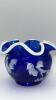 Fenton Cobalt Blue Ruffled Rim Hand Baskets & Ruffled Rim Rose Bowl - 17