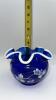 Fenton Cobalt Blue Ruffled Rim Hand Baskets & Ruffled Rim Rose Bowl - 22