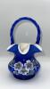 Fenton Cobalt Blue Ruffled Rim Hand Baskets & Ruffled Rim Rose Bowl - 23