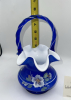 Fenton Cobalt Blue Ruffled Rim Hand Baskets & Ruffled Rim Rose Bowl - 36