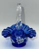 Fenton Cobalt Blue Ruffled Rim Hand Baskets & Ruffled Rim Rose Bowl - 38