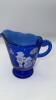 Fenton Cobalt Blue 95th Anniversary Edition Winter Scene Creamer Pitcher & Bowls - 6