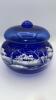 Fenton Cobalt Blue 95th Anniversary Edition Winter Scene Creamer Pitcher & Bowls - 10