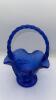 Fenton Cobalt Blue 95th Anniversary Edition Winter Scene Hand Basket - 2