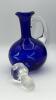 Fenton Cobalt Blue Ruffled Rim Hand Basket & Unmarked Etched Cruet w/ Stopper - 9