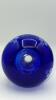 Fenton Cobalt Blue Ruffled Rim Hand Basket & Unmarked Etched Cruet w/ Stopper - 13