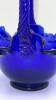 Fenton Cobalt Blue Ruffled Rim Hand Basket & Unmarked Etched Cruet w/ Stopper - 18