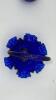 Fenton Cobalt Blue Ruffled Rim Hand Basket & Unmarked Etched Cruet w/ Stopper - 19