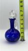 Fenton Cobalt Blue Ruffled Rim Hand Basket & Unmarked Etched Cruet w/ Stopper - 23