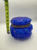 Cobalt Blue Two-Piece Glass Powder Box - 6
