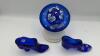 Fenton Cobalt Blue Glass Boot, Hat on Pedestal & Unmarked Glass Slipper - 4