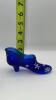 Fenton Cobalt Blue Glass Boot, Hat on Pedestal & Unmarked Glass Slipper - 25